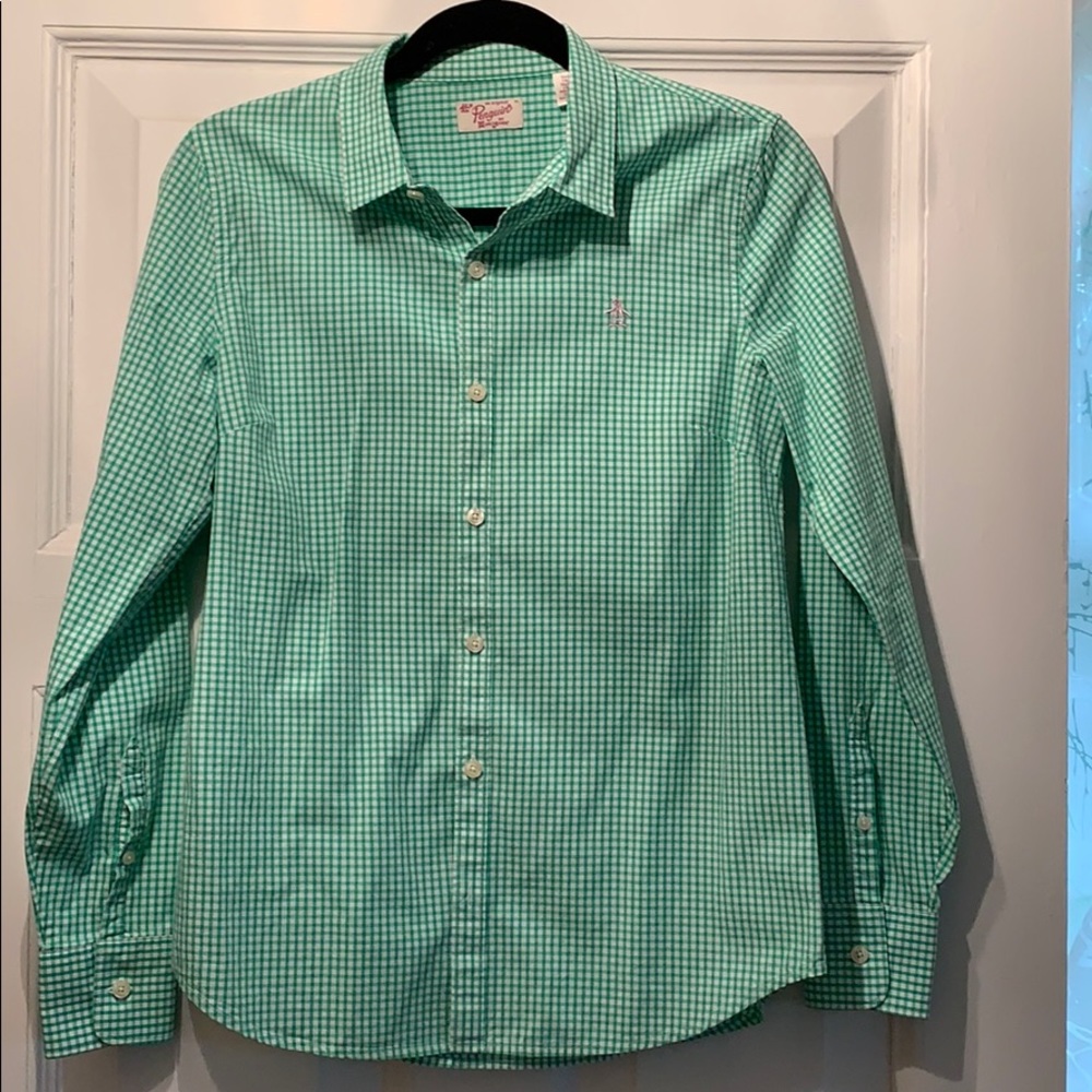 Penguin by Munsingwear 100% cotton gingham blouse